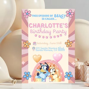 Kids Bluey Birthday Invitation | Bluey Party Invite | Customizable Invite | Kids Party | Children&#39;s Birthday | Editable Template