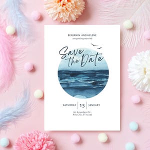Save the Date Beach Wedding Invitation | Custom Beach Theme | Tropical Save the Date | Destination Wedding Card | Simple Digital Invite