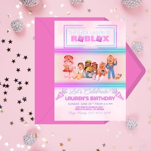 Girls Roblox Birthday Party Invitation | Roblox Party Decor | Custom Invite | Gamer Party | Virtual Invite | Girls Birthday Party Invite