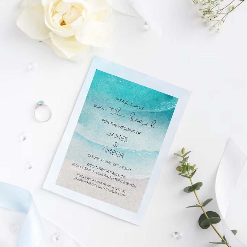 Beach Wedding Invitation - Etsy