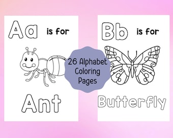 26 Printable Alphabet Coloring Worksheets, Preschool, PreK Worksheets, Homeschool Printable, Coloring, Coloring Pages, PDF