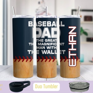 Papá de béisbol El hombre con el vaso de billetera (Personalización opcional)