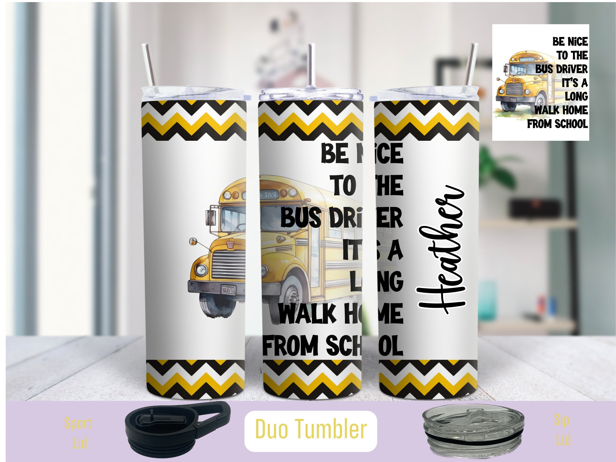 School Bus Driver Tumbler - Chevron Pattern, Appreciation Gift - Etsy