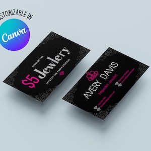 Cartes de visite Paparazzi | de visite rose et noir | Modèle Canva | Cartes de visite personnalisées | Cartes de visite uniques