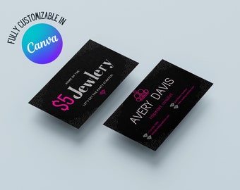 Paparazzi Business Cards | Pink and Black Business Card | Canva Template | Personalized Business Cards | Unique Business Cards