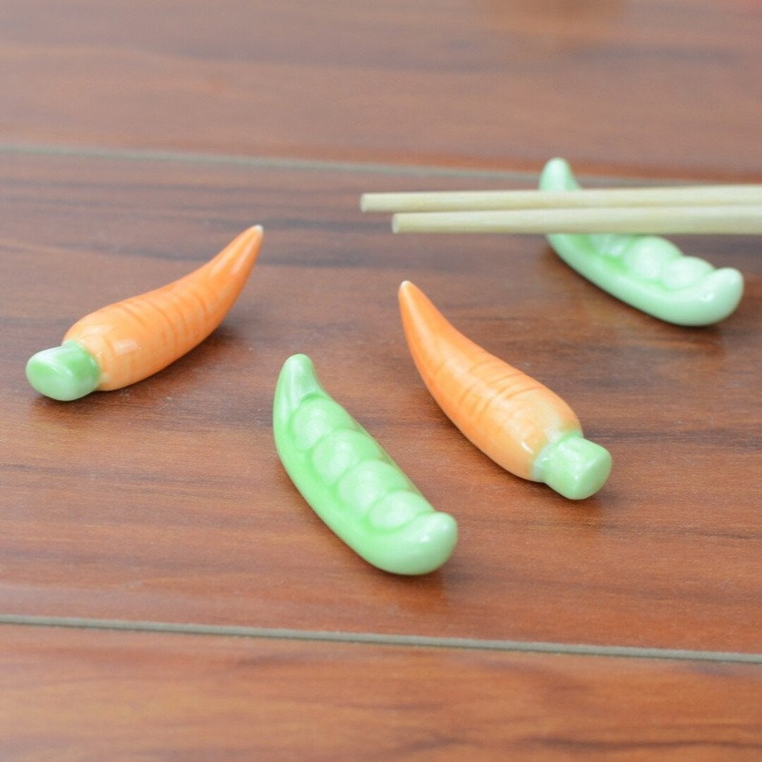 Ceramic Chopsticks Holder Set of 4 Carrot Bean Shapes Spoon Etsy