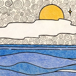 Moonlit Sea Swirl Postcard (Yellow)
