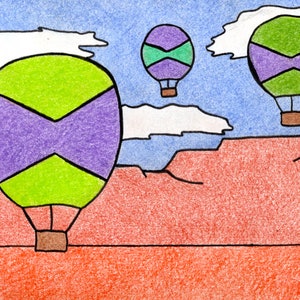 Cartão postal de balão de ar quente (A)