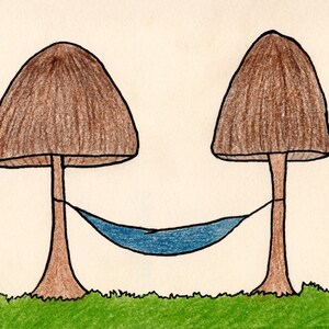 Carte postale hamac champignon (bleu)
