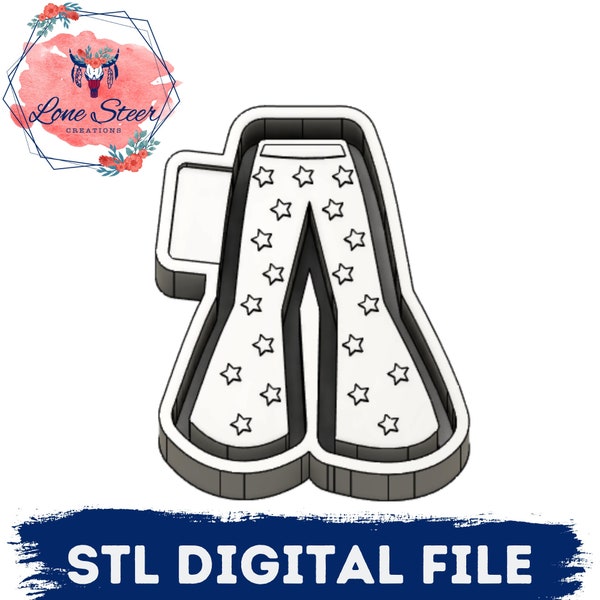 Bell Bottoms with Stars Flare Pants Freshie Blank for Molding 3D printer file STL
