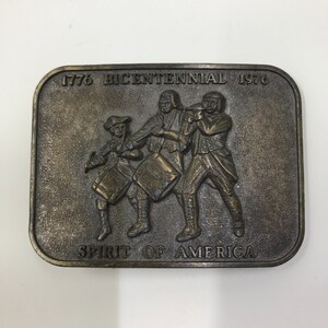 Bicentennial 1776-1976 Spirit of America Belt Buckle Vintage Bronze Tone