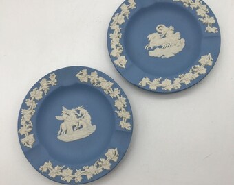 Wedgwood Blue Jasperware Grecian Ashtrays Muses Watering Pegasus Chariot of Dawn