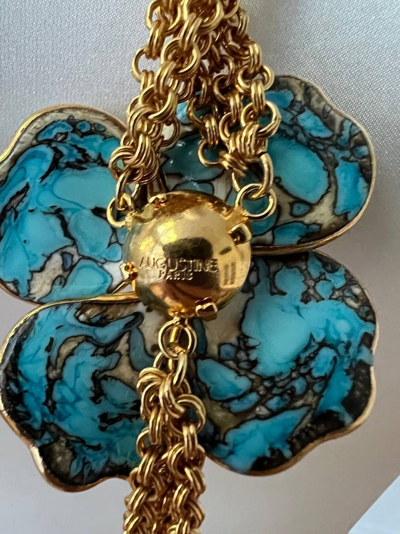 Vintage Augustine Gripoix Turquoise Glass Flower … - image 2