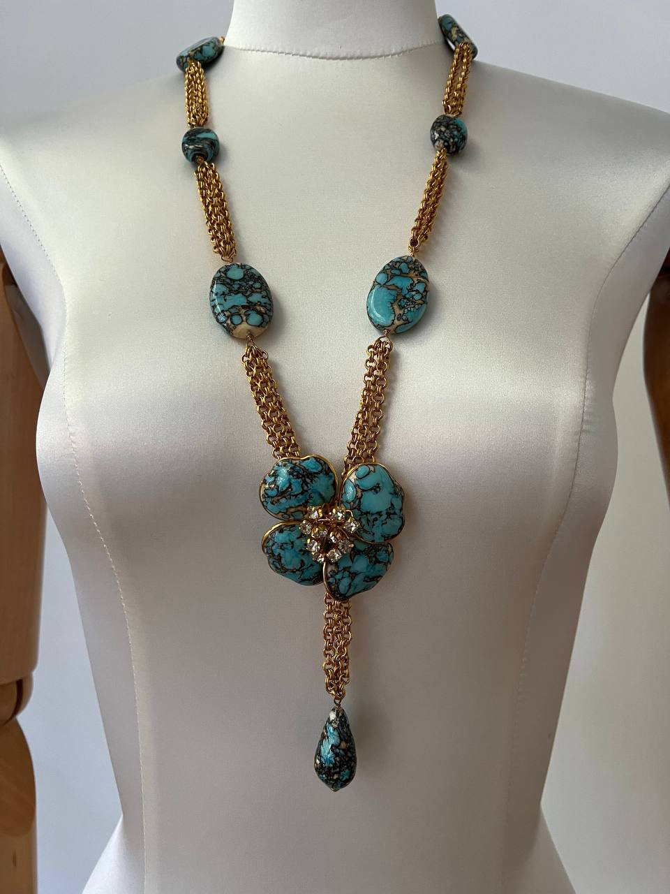 Coco Chanel Gripoix Turquoise Necklace Earrings Set  Turquoise necklace,  Necklace earring set, Chanel necklace