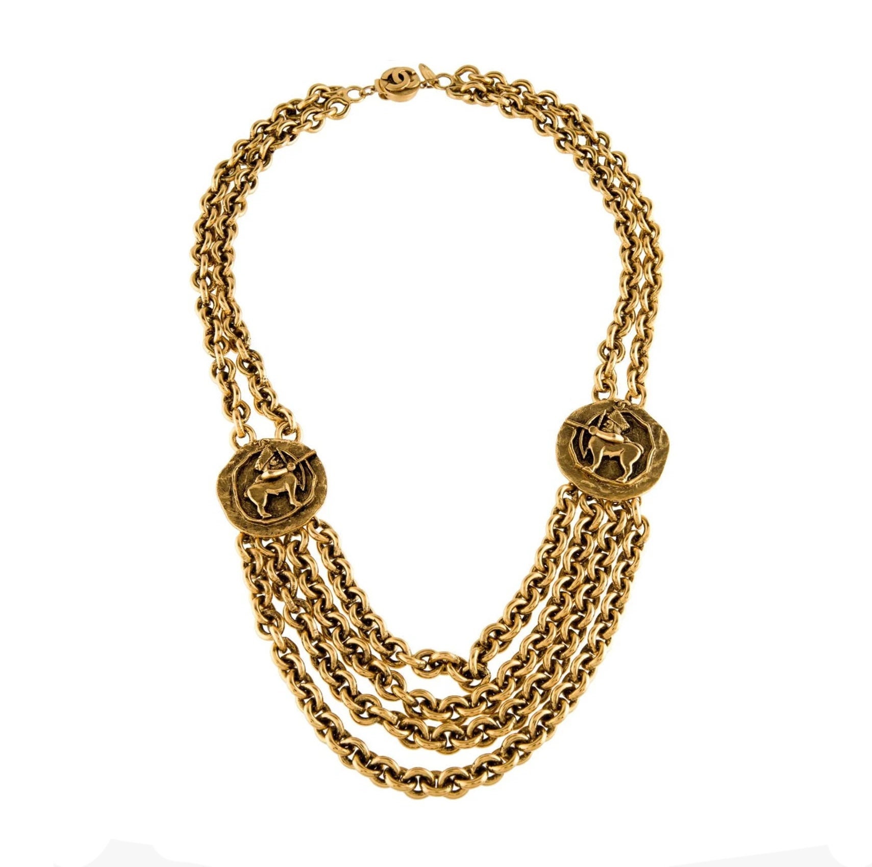 Chanel Medallion Double Chain Necklace Gold – AMORE Vintage Tokyo