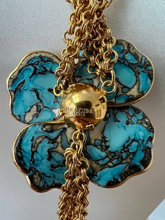 Vintage Augustine Gripoix Turquoise Glass Flower … - image 8