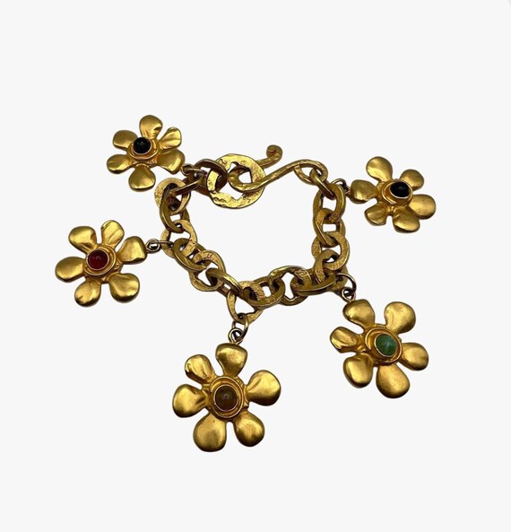 Karl Lagerfeld Vintage 24k Gold Plated Daisy Flower Bracelet 