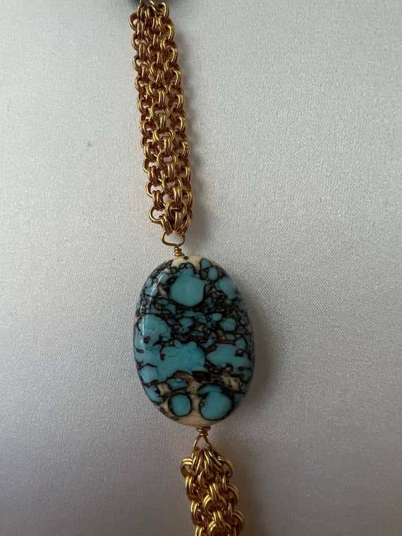 Vintage Augustine Gripoix Turquoise Glass Flower … - image 7