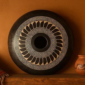 Acoma Pueblo Feather and Horsehair Pottery Flat Seed Pot – A Symbol of Friendship