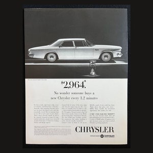 1963 Dodge Chrysler Vintage Magazine Ad | Nostalgia Decor | Retro Wall Art