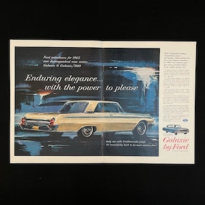 1961 Ford Galaxie Vintage Magazine Ad | Nostalgia Decor | Retro Wall Art