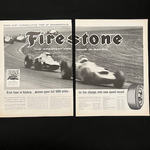 1964 Firestone Tires Vintage Magazine Ad | Nostalgia Decor | Retro Wall Art