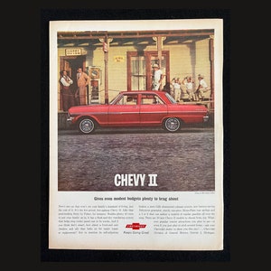 1963 Chevy II Vintage Magazine Ad | Nostalgia Decor | Retro Wall Art