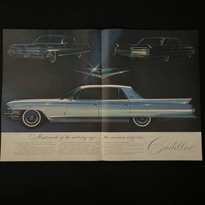 1961 Cadillac Vintage Magazine Ad | Nostalgia Decor | Retro Collectible Wall Art