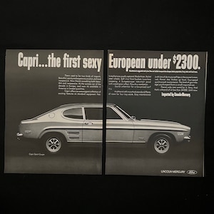 1968 Ford Capri Vintage Magazine Ad | Nostalgia Decor | Retro Wall Art