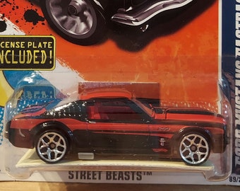 Hot Wheels FORD MUSTANG Fastback w/License Plate - Street Beasts - NIP - Red and Black