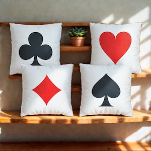 Speelkaart pak sierkussen decoratief speelkamer kussensloop schoppen harten diamanten clubs bankkussen blackjack gamingliefhebber hoesset