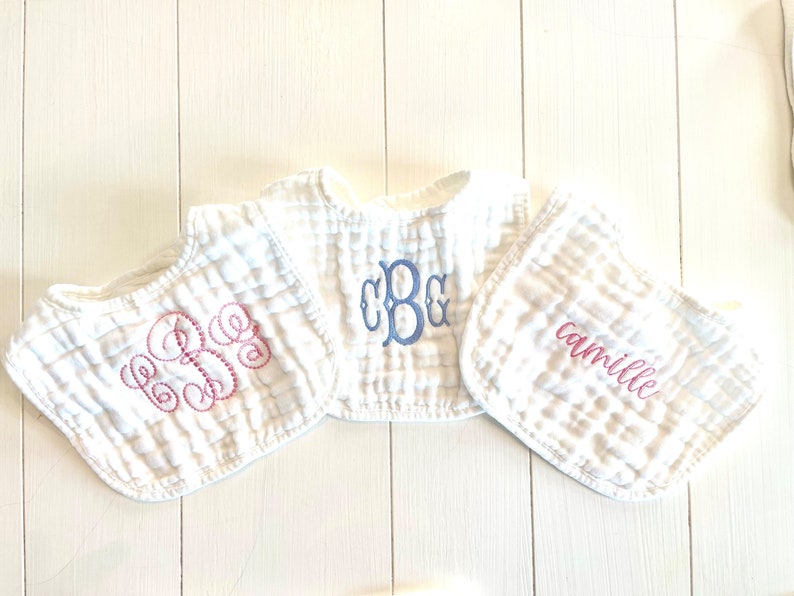 Monogrammed and Personalized Baby Soft Muslin Bib and Burp Cloth, Perfect Baby Shower Gift FREE SHIPPING image 7