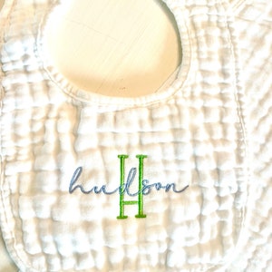 Monogrammed and Personalized Baby Soft Muslin Bib and Burp Cloth, Perfect Baby Shower Gift FREE SHIPPING image 4