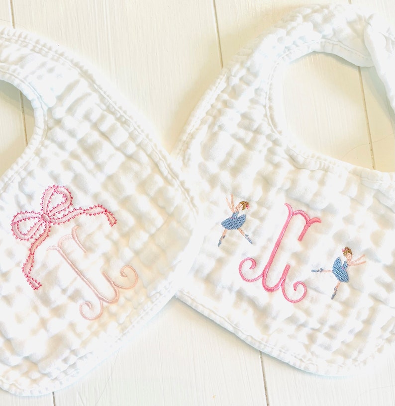 Monogrammed and Personalized Baby Soft Muslin Bib and Burp Cloth, Perfect Baby Shower Gift FREE SHIPPING image 5