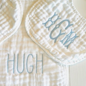 Monogrammed and Personalized Baby Soft Muslin Bib and Burp Cloth, Perfect Baby Shower Gift FREE SHIPPING image 3