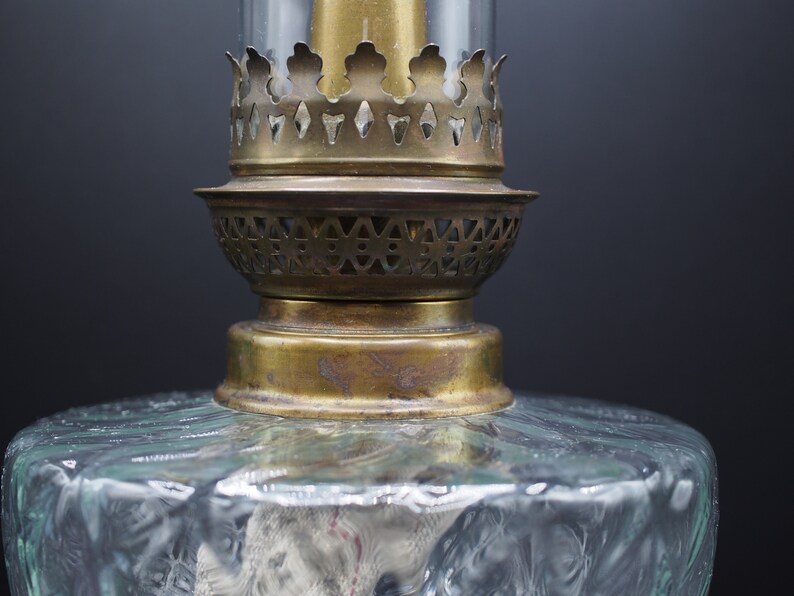 Antique Kerosene Oil Lamp Clear Glass Candle Etsy