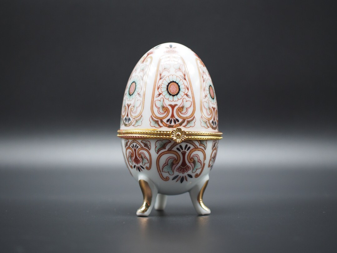 Vintage Porcelain Box Egg Shaped Jewelry Box. 1950s Etsy