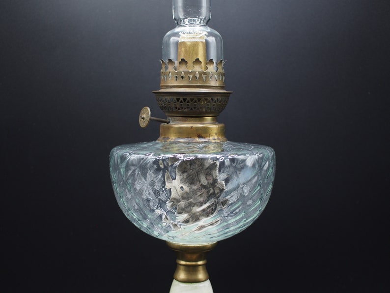 Antique Kerosene Oil Lamp Clear Glass Candle Etsy