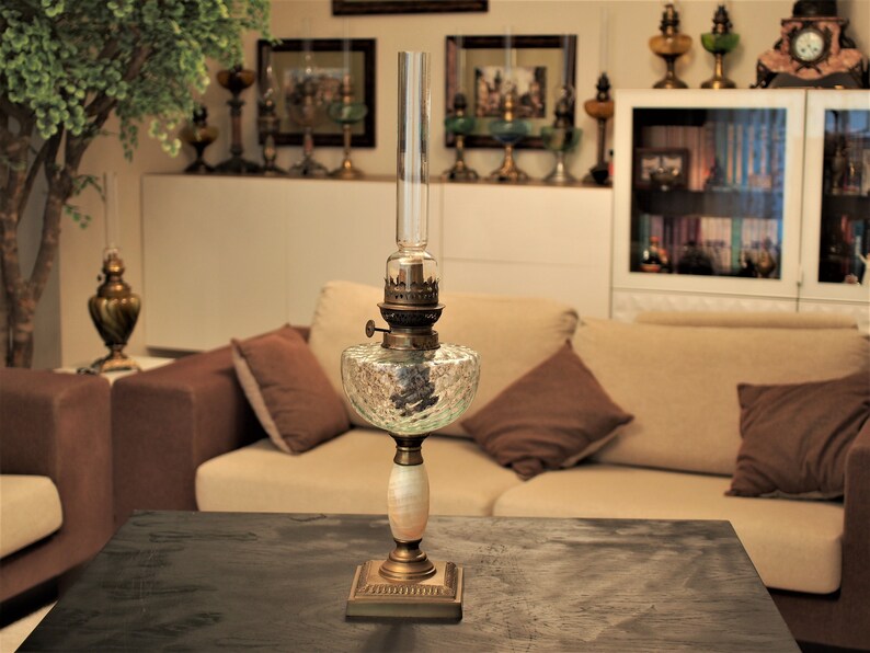 Antique Kerosene Oil Lamp Clear Glass Candle Etsy