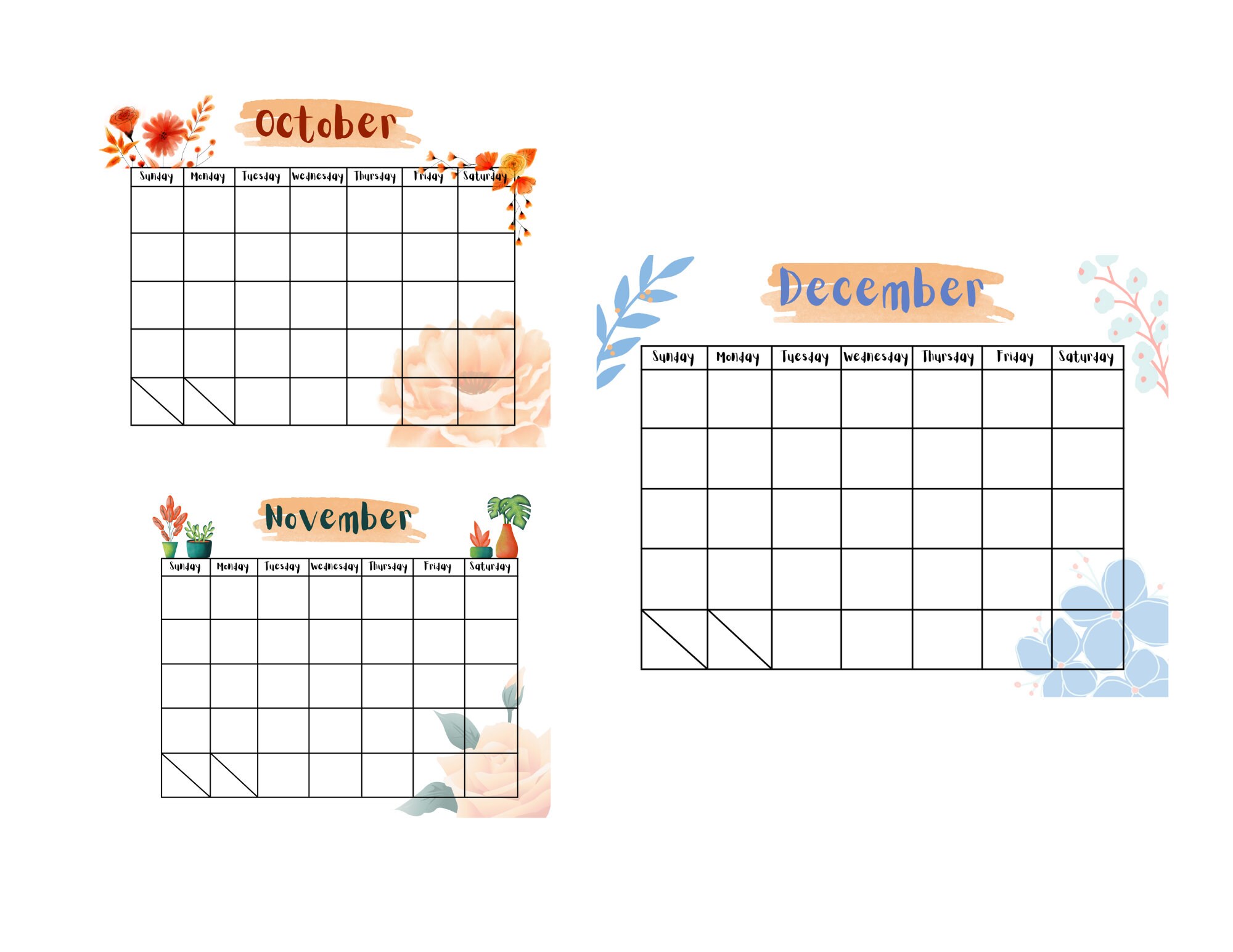 Printable Blank Monthly Calendar (undated) - Etsy