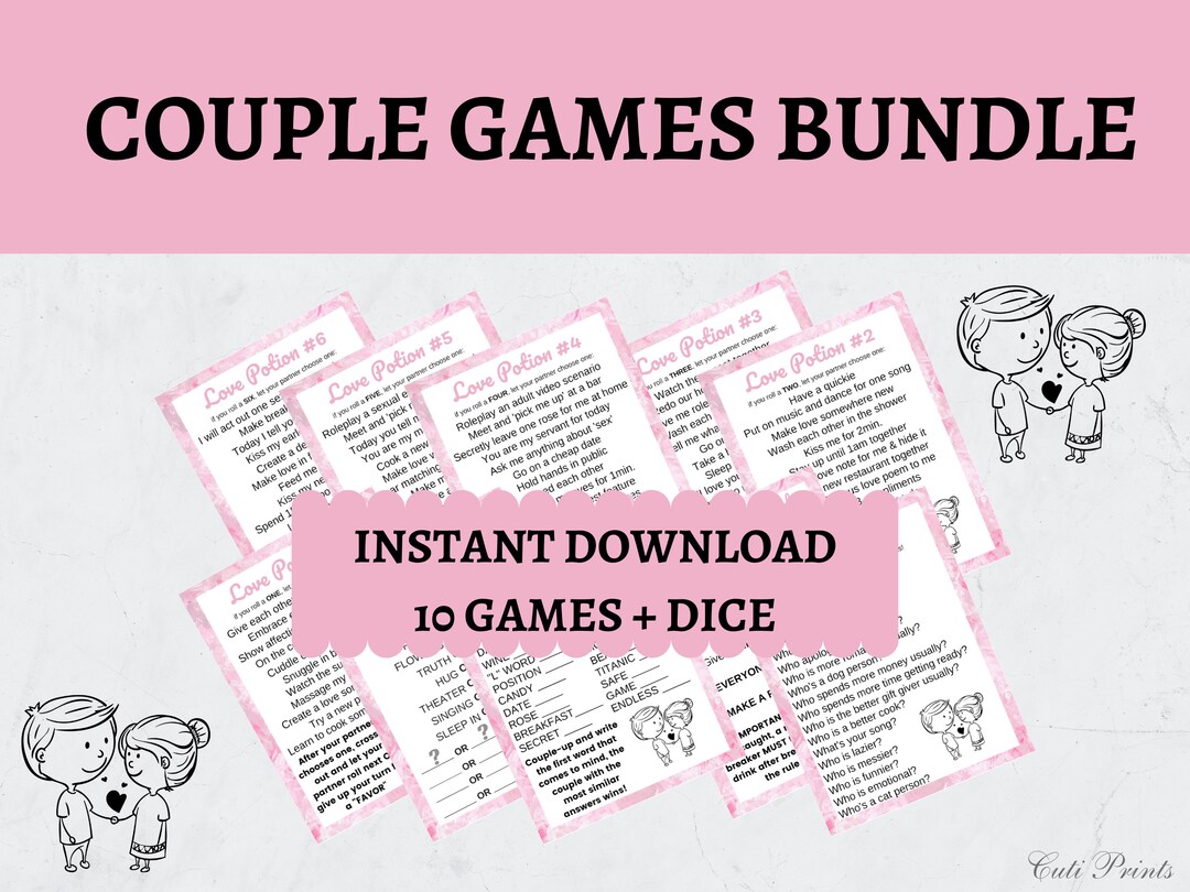 Printable Couple Games Bundle and Dice I Date Night Games for 