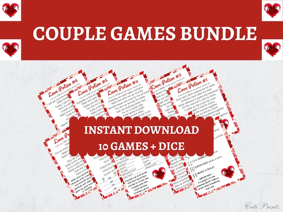 Printable Couple Games Bundle and Dice I Date Night Games for 