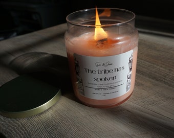 Survivor tv show candle, The tribe has spoken, soy vegan wax handmade, Studio and Juliet