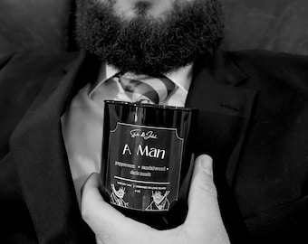 Smells like A Man- handmade black Studio & Juliet soy candle - gift for him groomsman gift