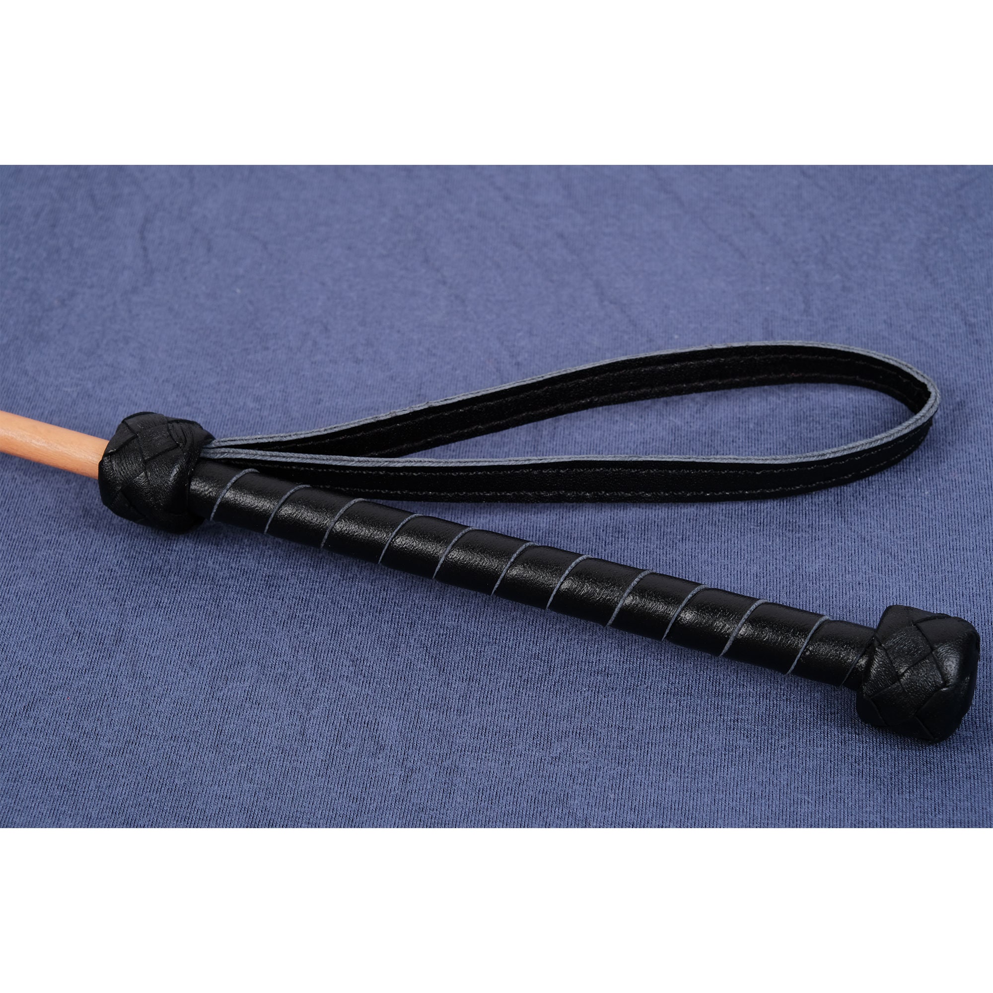 BDSM Cane Wood Wrapped Handle/lambskin Leather Handle Spanking Cane