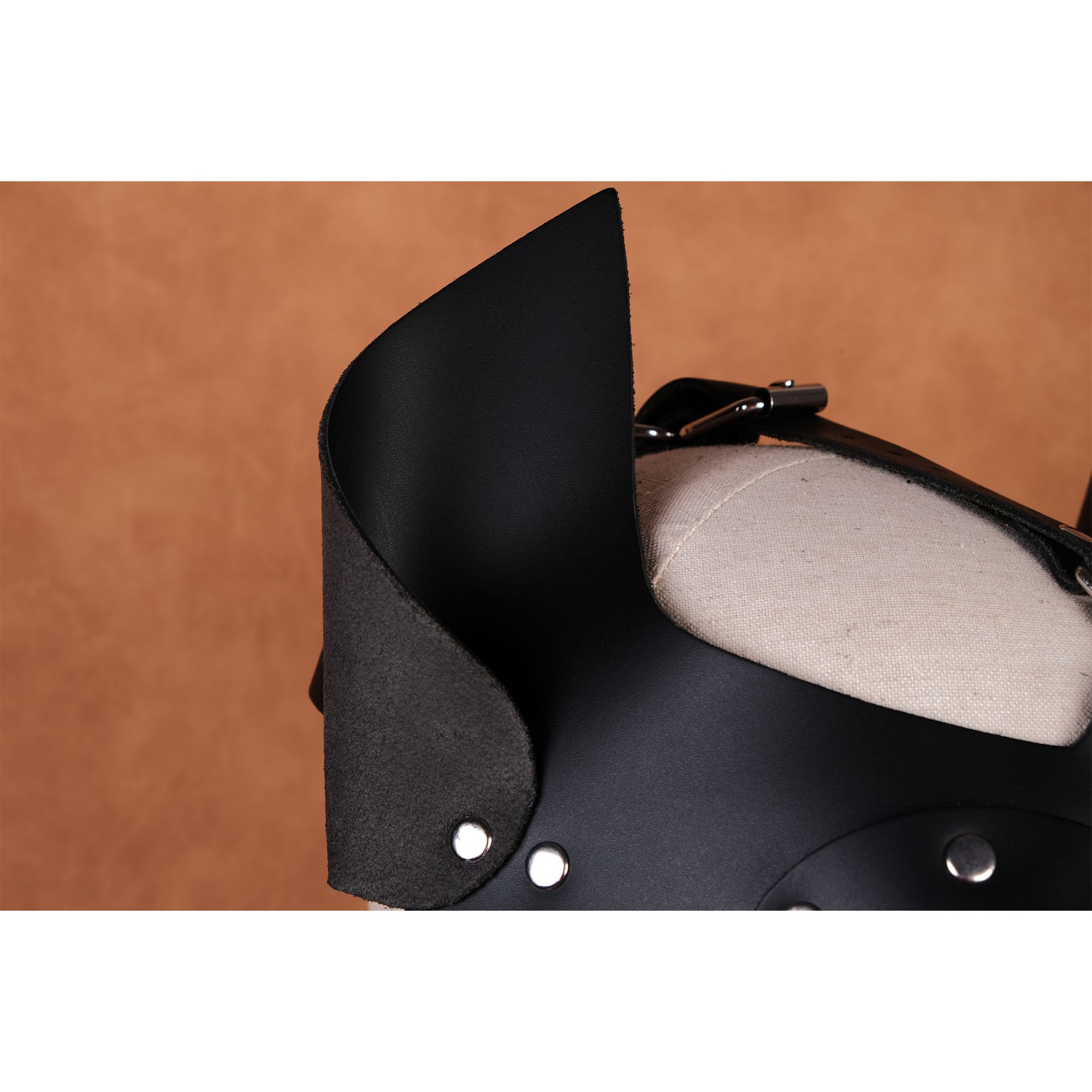 Unisex Leather Dog Puppy Bondage Hood with Mouth Gag - D1-BLK