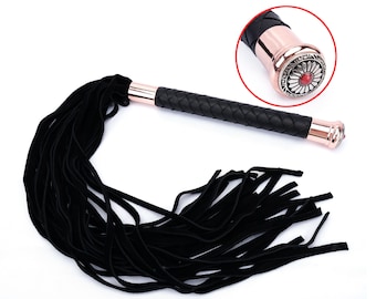 Chicotes e flagelos de couro legítimo BDSM/Chicotes pesados e impactantes com cabo trançado de luxo/Chicote de camurça/Kit para brincadeiras de impacto/BDSM e fetiche - Conteúdo adulto