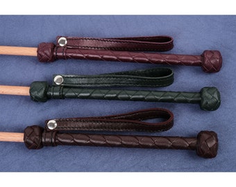 Lambskin Wrapped Handle Cane/Bdsm Cane Bdsm/Spanking Cane/Delrin Cane Set/Impact Play/Riding Crop/Dark Green Purple Brown/