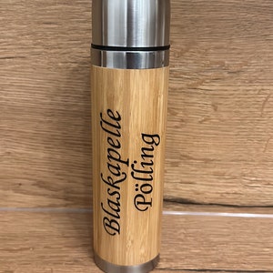 Bamboo thermos with custom engraving