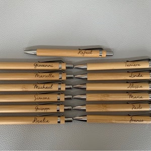 Bamboo ballpoint pen wooden ballpoint pen with custom engraving business black refill guest gift image 4
